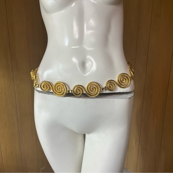 Vintage Accessories - Vintage Hip Belt S Swirl Shape 80s Costume Chain Retro Adjustable